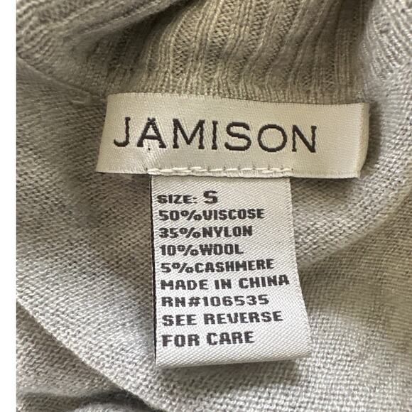 JAMISON Womens Sweater Small Gray Striped Cowl Neck Fitted Sleeve Relaxed Fit - Picture 6 of 10